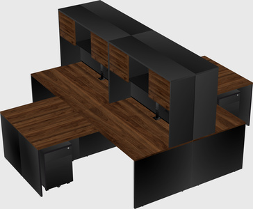 Quad l-shaped office desks