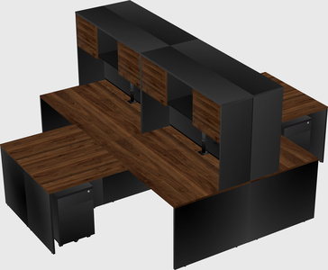Quad l-shaped office desks