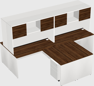 Quad l-shaped office desks