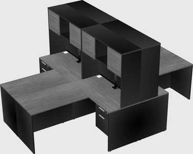Quad l-shaped office desks