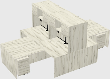 Quad l-shaped office desks