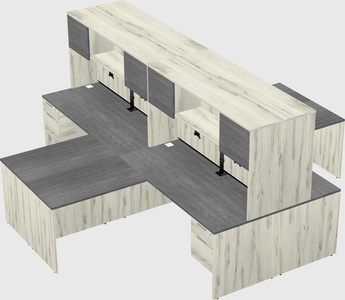 Quad l-shaped office desks
