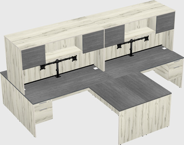 Quad l-shaped office desks