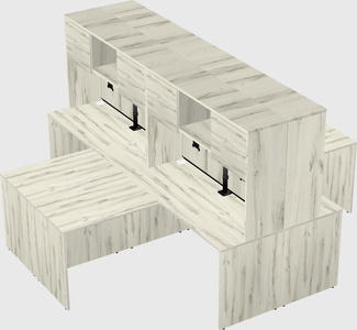 Quad l-shaped office desks
