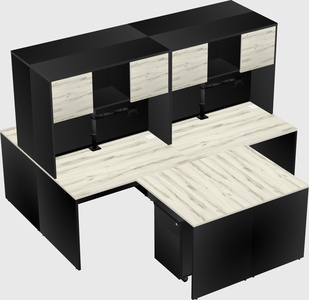Quad l-shaped office desks