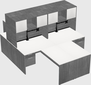 Quad l-shaped office desks