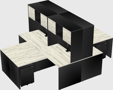 Quad l-shaped office desks