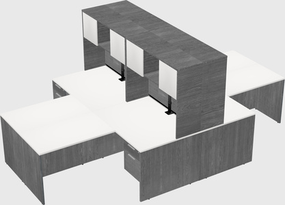 Quad l-shaped office desks