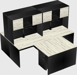 Quad l-shaped office desks