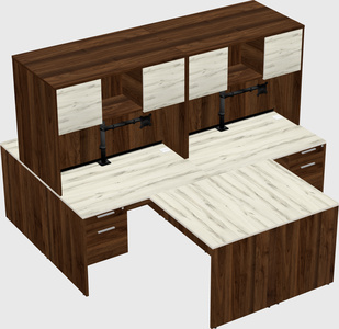 Quad l-shaped office desks