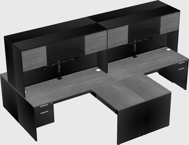 Quad l-shaped office desks