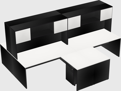 Quad l-shaped office desks