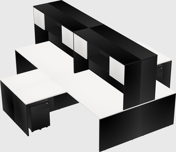 Quad l-shaped office desks