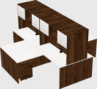 Quad l-shaped office desks