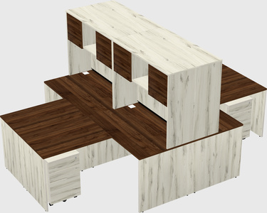 Quad l-shaped office desks
