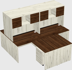 Quad l-shaped office desks