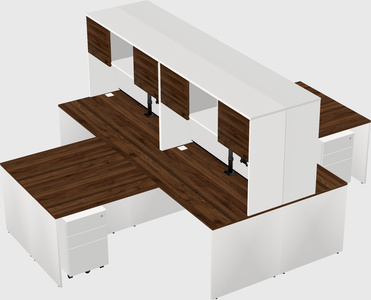 Quad l-shaped office desks