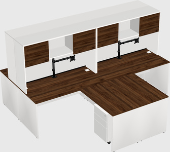 Quad l-shaped office desks