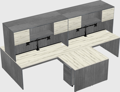 Quad l-shaped office desks