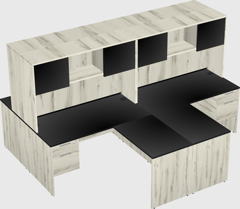 Quad l-shaped office desks