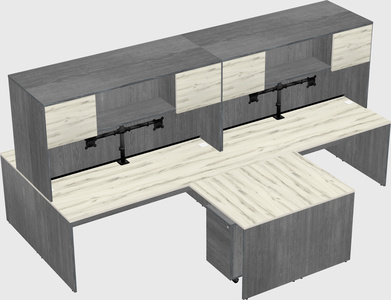 Quad l-shaped office desks