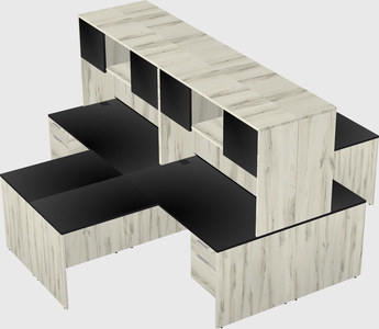 Quad l-shaped office desks