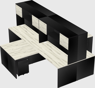 Quad l-shaped office desks