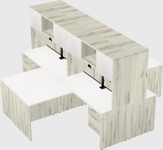 Quad l-shaped office desks