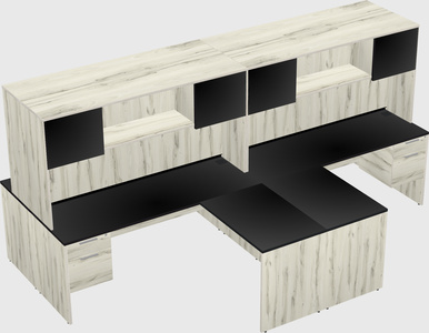 Quad l-shaped office desks