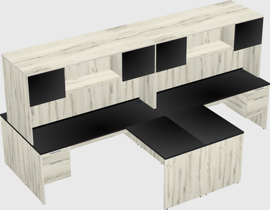 Quad l-shaped office desks
