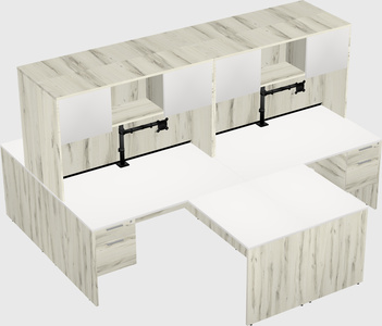 Quad l-shaped office desks