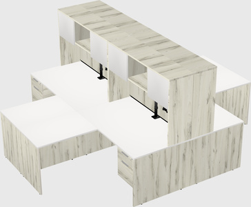 Quad l-shaped office desks