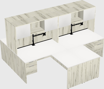Quad l-shaped office desks