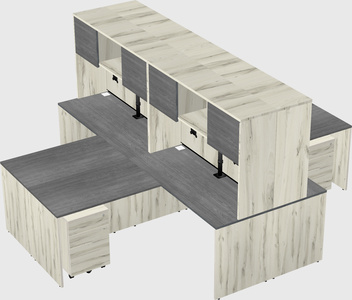 Quad l-shaped office desks