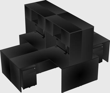 Quad l-shaped office desks