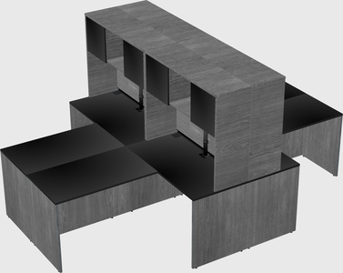 Quad l-shaped office desks
