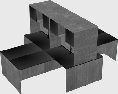 Quad l-shaped office desks