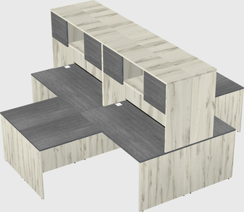 Quad l-shaped office desks