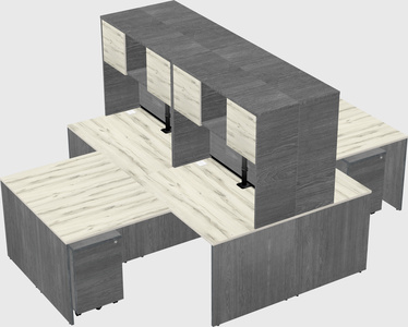 Quad l-shaped office desks