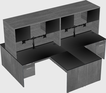 Quad l-shaped office desks
