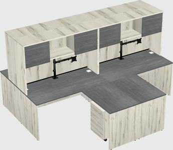 Quad l-shaped office desks