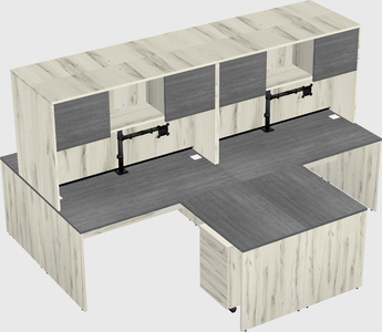 Quad l-shaped office desks
