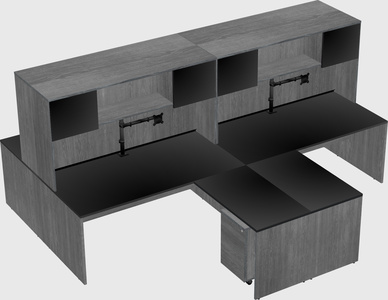 Quad l-shaped office desks