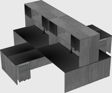 Quad l-shaped office desks