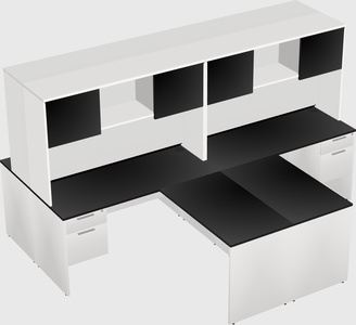 Quad l-shaped office desks