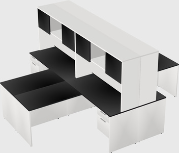 Quad l-shaped office desks