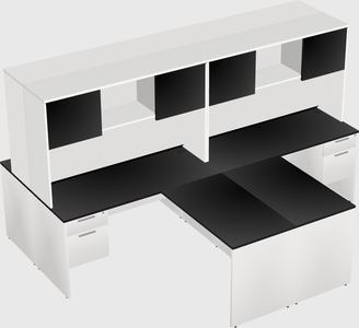 Quad l-shaped office desks
