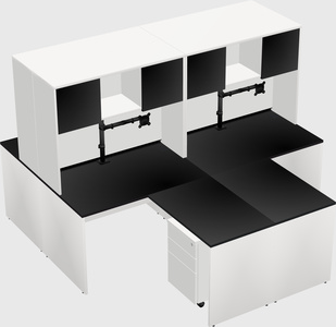 Quad l-shaped office desks