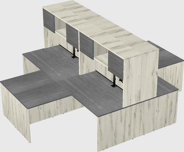 Quad l-shaped office desks