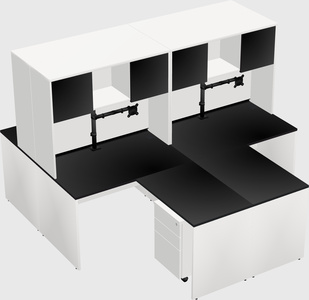 Quad l-shaped office desks